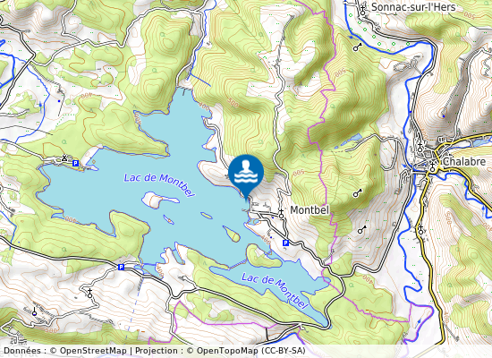 Lac De Montbel Cote Montbel sur la carte