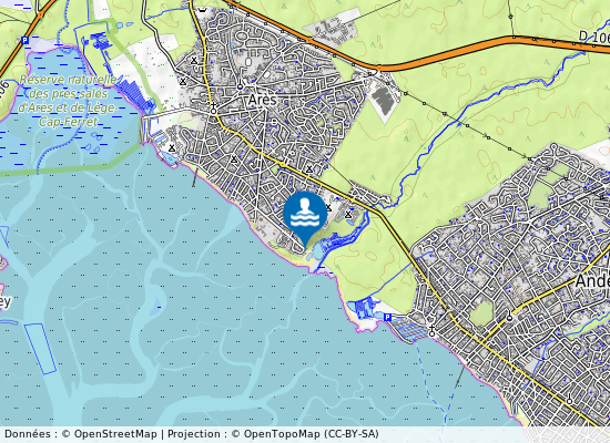 Baignade Amenagee D Ares sur la carte