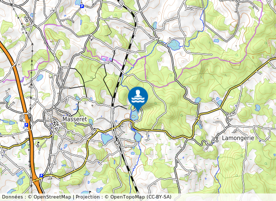 Plan D Eau Masseret-Lamongerie sur la carte