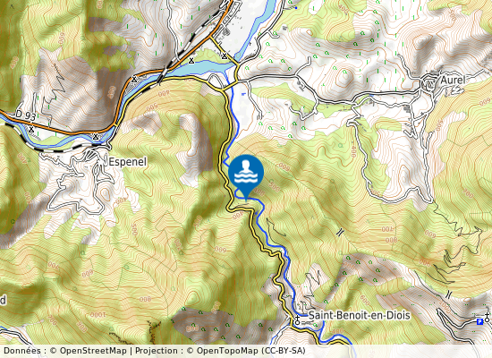 Aval St Benoit A Confluence Drome sur la carte