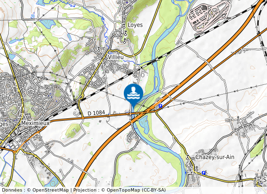 Chazey-Sur-Ain - Rive Gauche De L Ain En Amont Du Pont Sur L Ain sur la carte