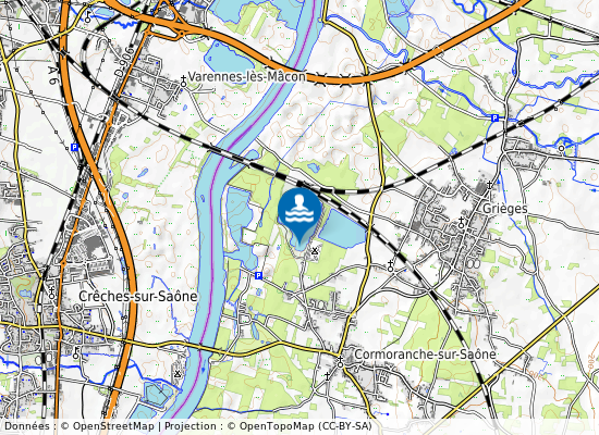 Cormoranche/Saone Plan D Eau De La Base De Loisirs La Pierre Thorion sur la carte