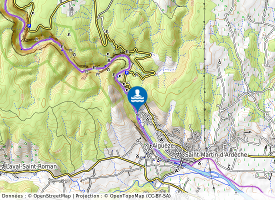 L Ardeche A La Plage De Sauze sur la carte