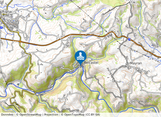 Camping Municipal De Belcastel sur la carte