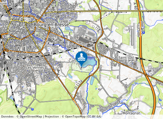 Bourg En Bresse - Plan D Eau Du Parc De Loisirs De Bouvent sur la carte