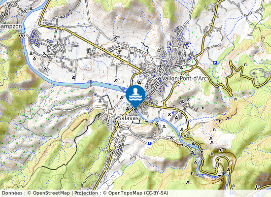 L Ardeche Aval Pont De Salavas sur la carte