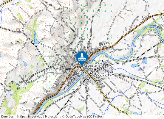 Riviere Tarn Rabastens sur la carte