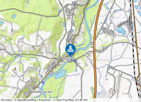 Priay - Rive Gauche De L Ain En Amont Du Pont sur la carte