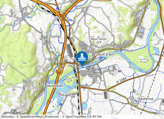 Pont D Ain - Rive Gauche De L Ain En Amont Du Pont Sur L Ain sur la carte