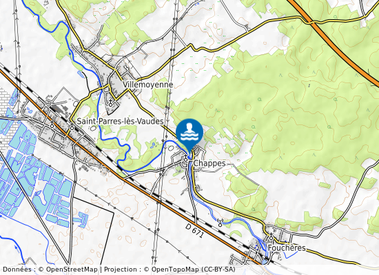 Chappes sur la carte