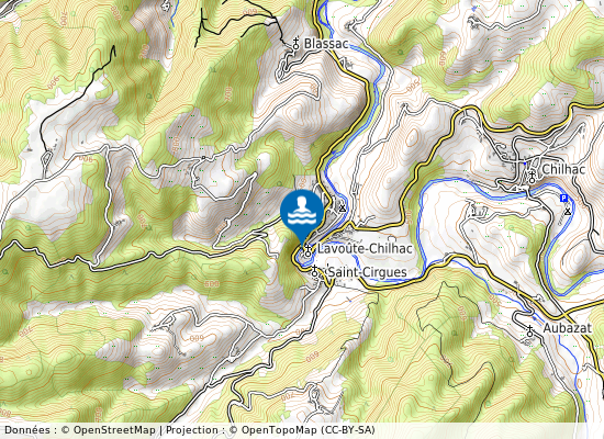 Allier Pont De Lavoute Chilhac sur la carte