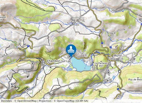 Lac Chambon : Plage Ouest sur la carte