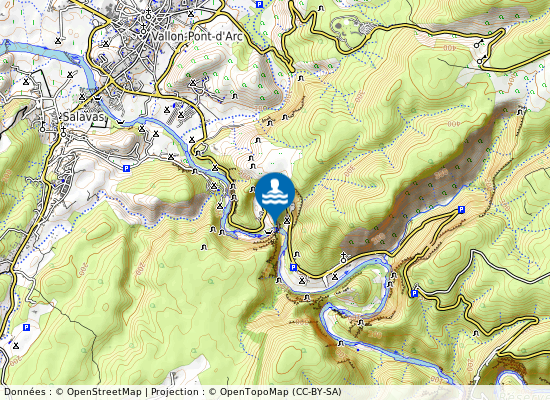 L Ardeche Aval Pont D Arc sur la carte