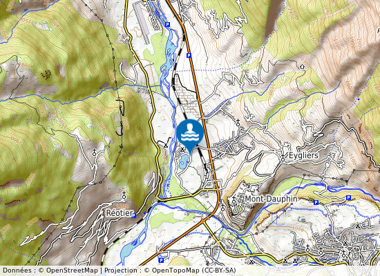 Plan D`eau Des Iscles -  Cote Route Nationale sur la carte