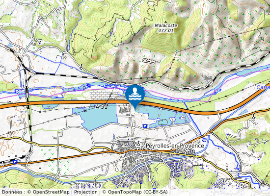 Lac De Peyrolles sur la carte