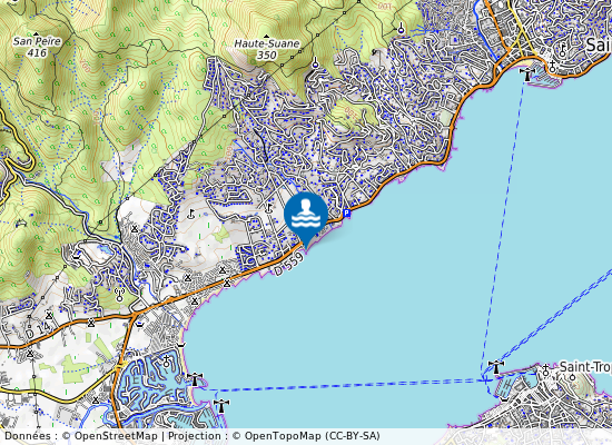 Plage  De Beauvallon sur la carte