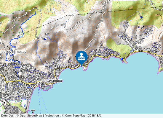 Plage La Fossette sur la carte