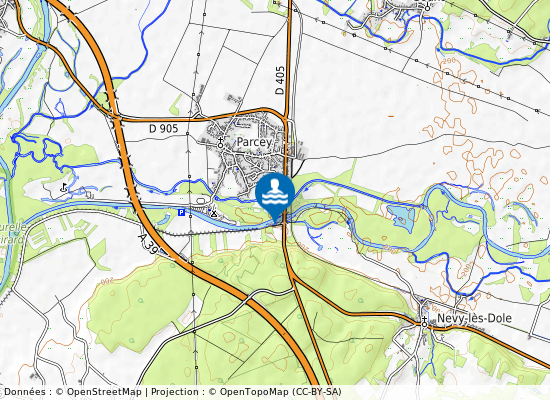 La Loue Au Pont De Parcey sur la carte